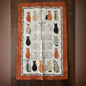 NWOTs Ulster Weavers CATS IN WAITING Irish Linen 1998 Cat Calendar No. 4135